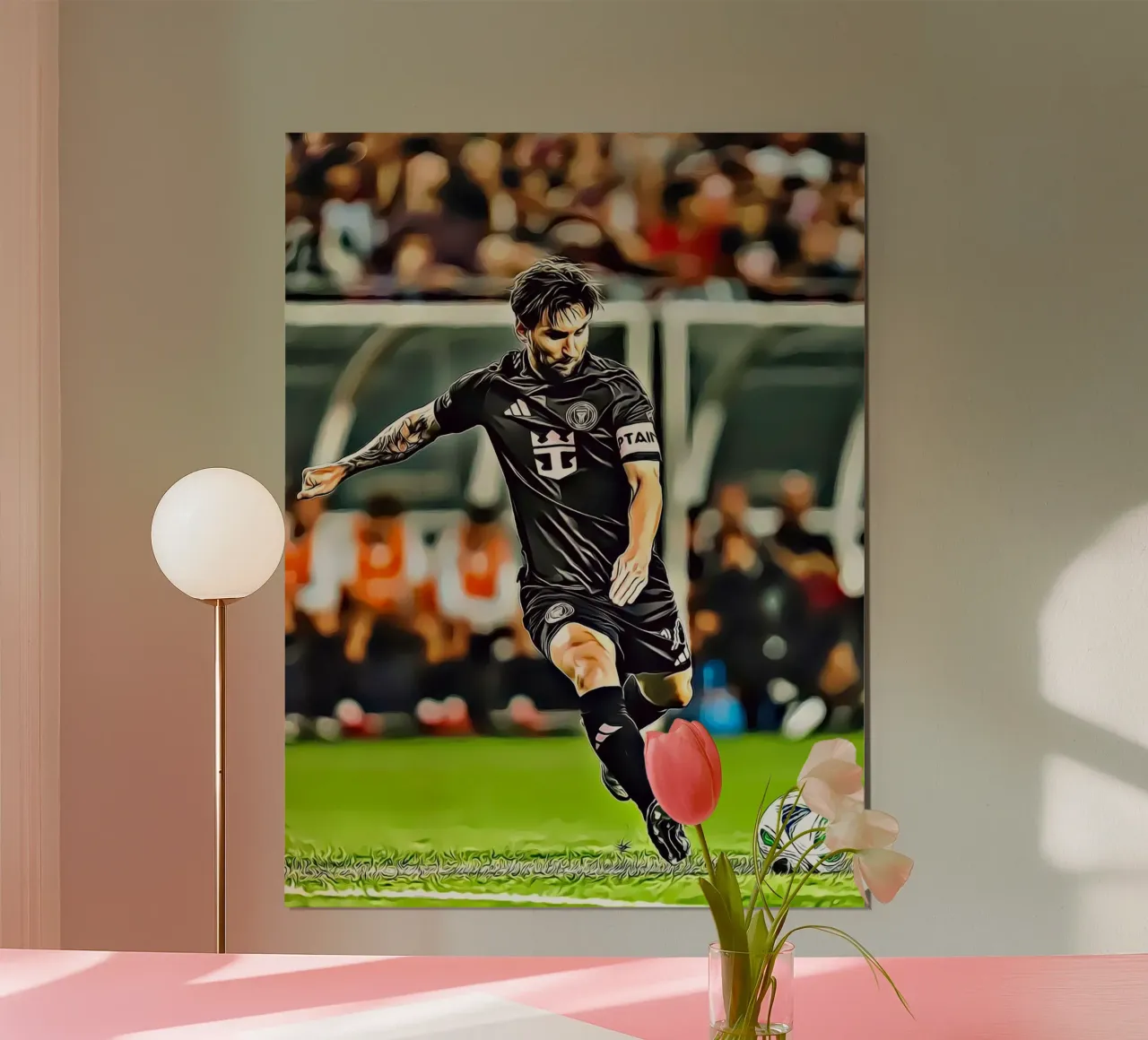 Poster d'azione della maglia nera iconica di Lionel Messi poster da ArdanART