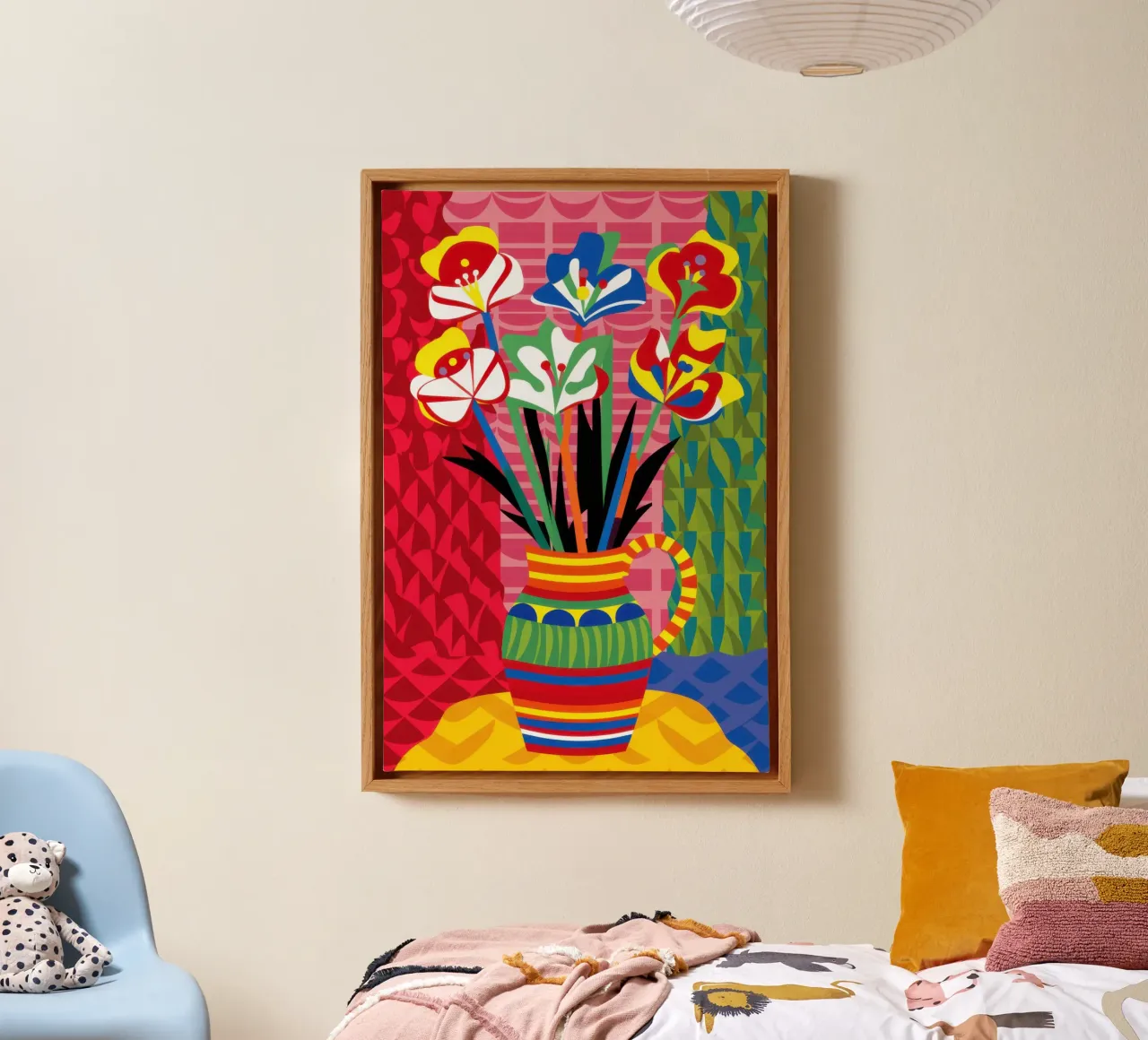 Levendig bloemenboeket canvas met Baklijst van Frame Aura