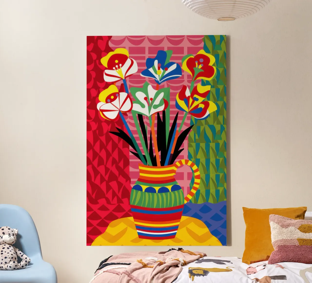 Levendig bloemenboeket canvas met Baklijst van Frame Aura