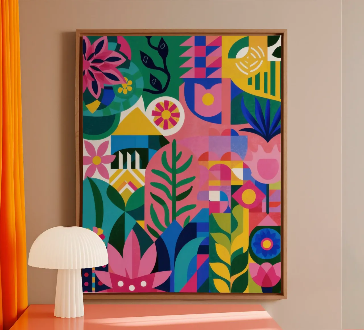 Levendig abstract carnaval canvas met Baklijst van Sure Paint