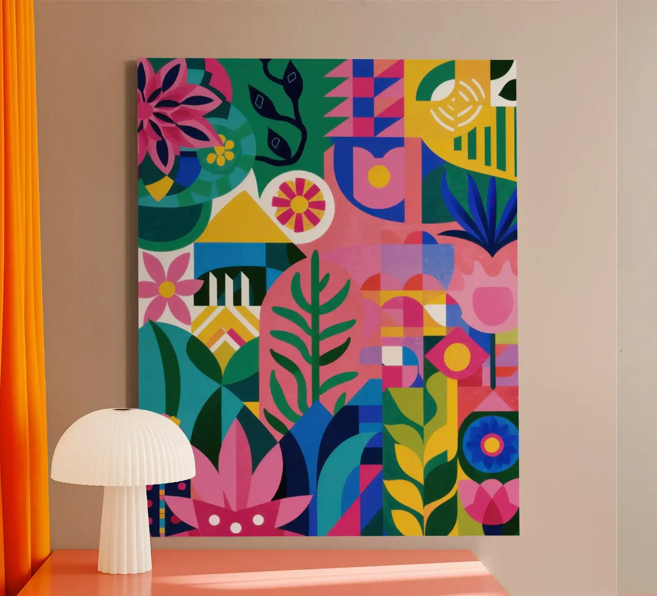 Levendig abstract carnaval canvas met Baklijst van Sure Paint