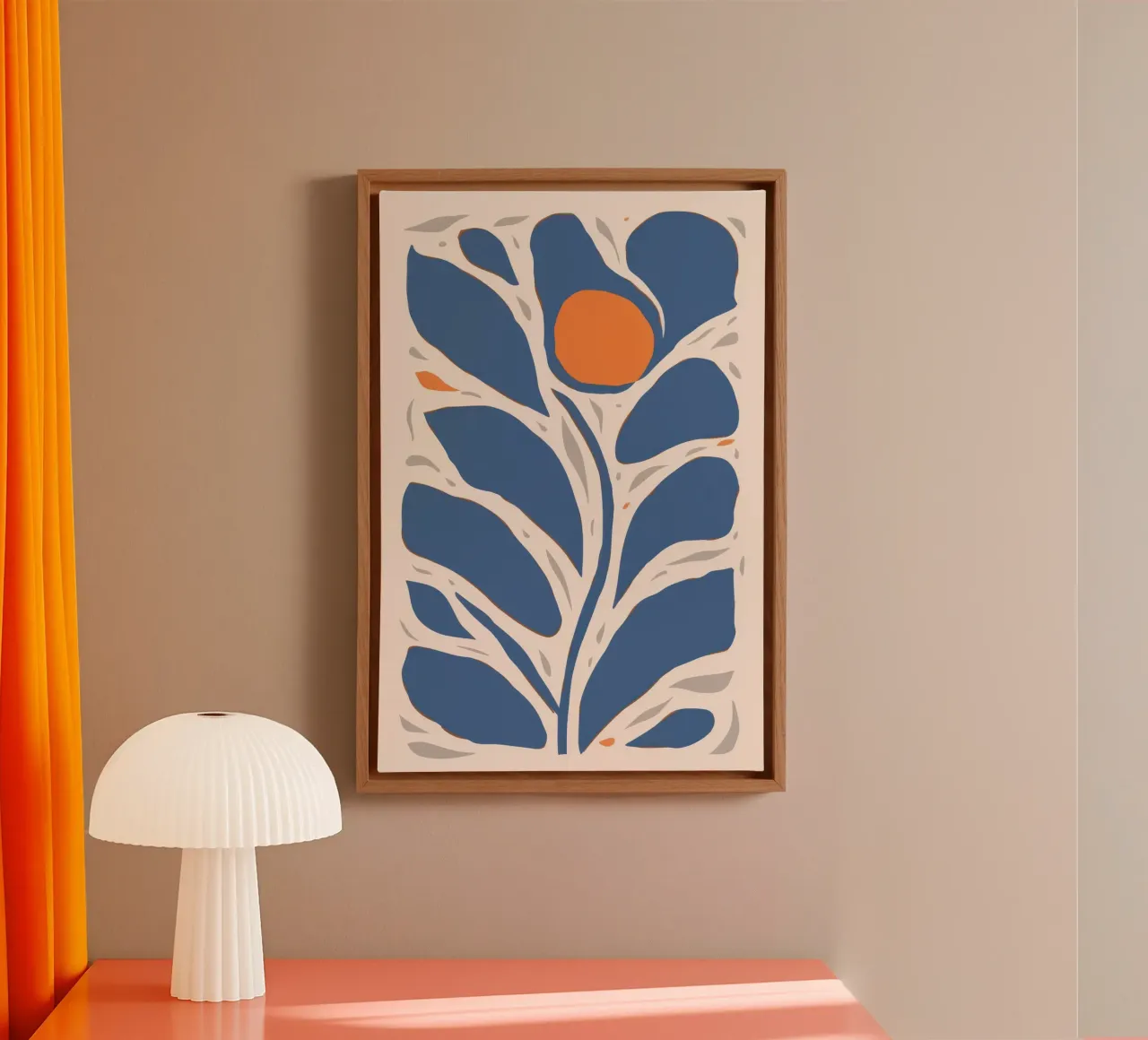 Azuur Botanische Vorm canvas met Baklijst van Sure Paint