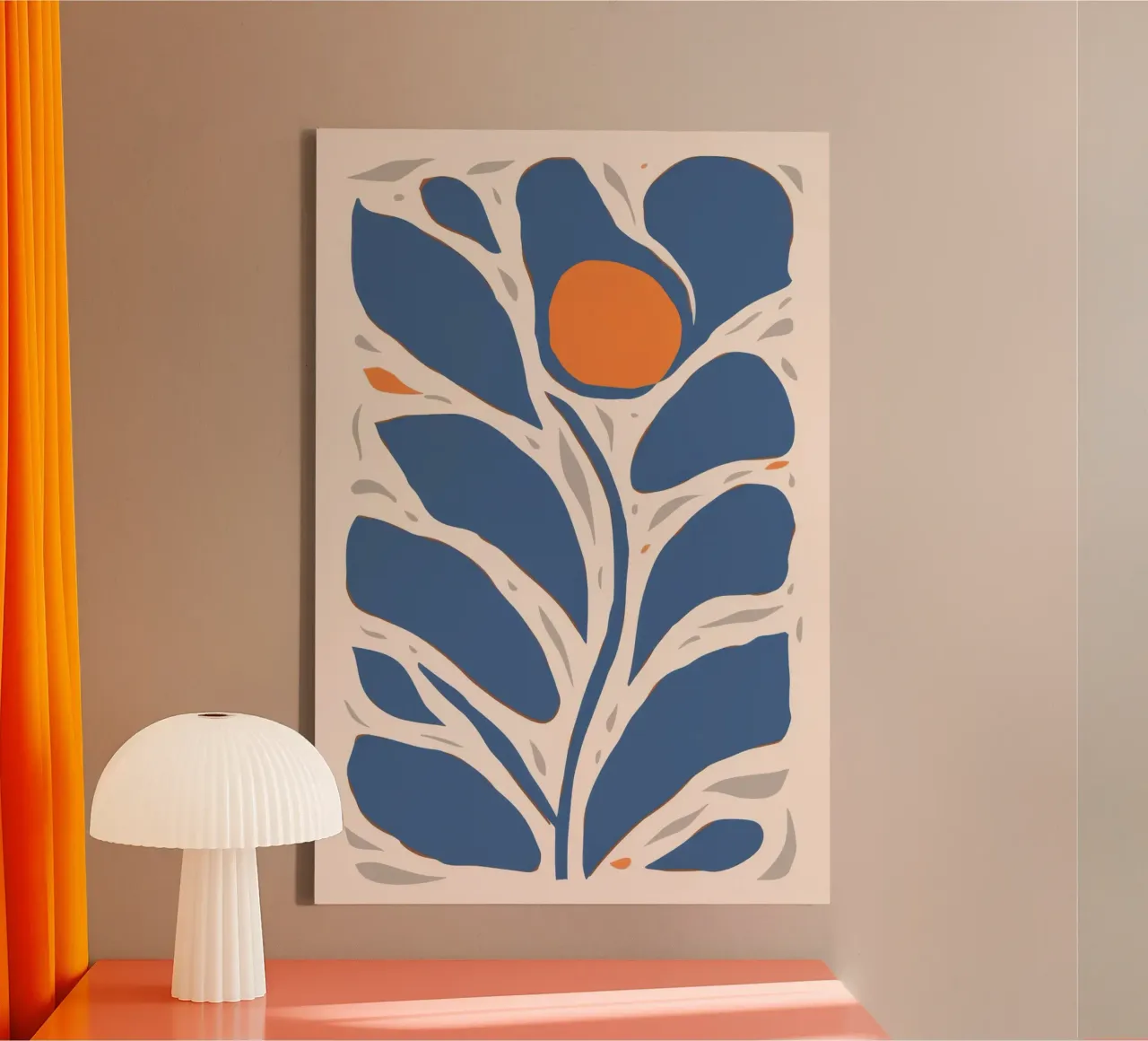 Azuur Botanische Vorm canvas met Baklijst van Sure Paint