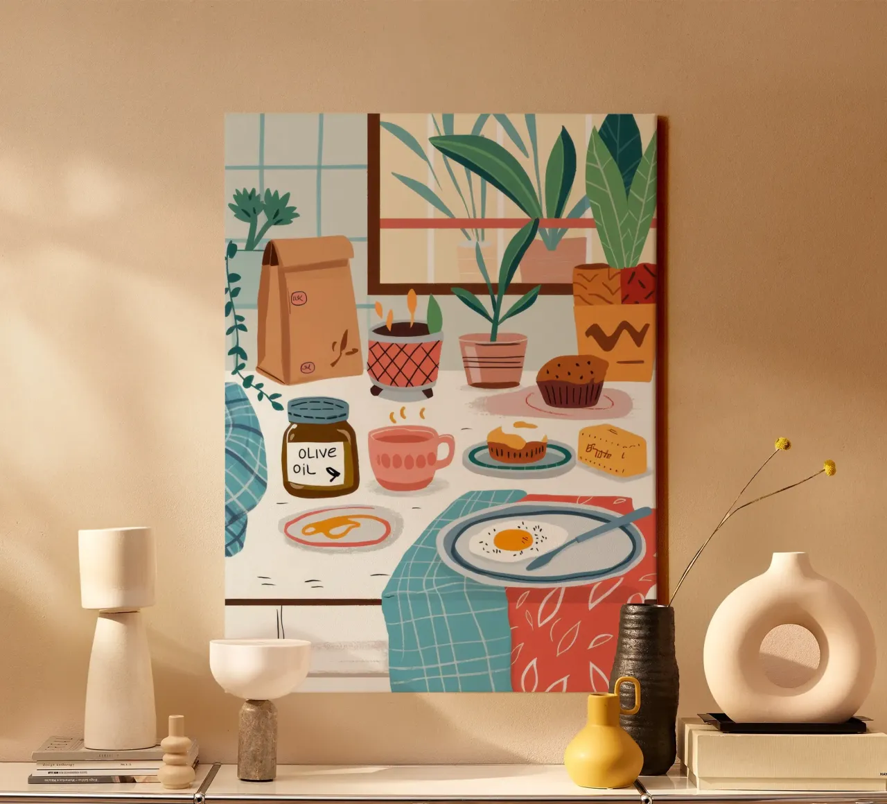 Ontbijthoek Zonneschijn canvas met Baklijst van Enter Bloom