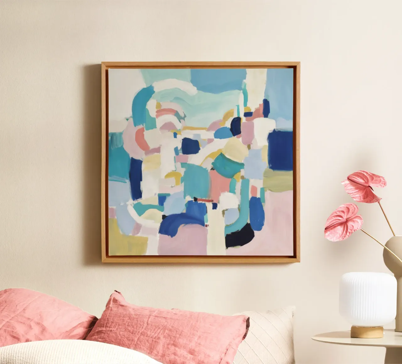 Azure Shard Abstraction canvas with Floater frame by Sure Paint