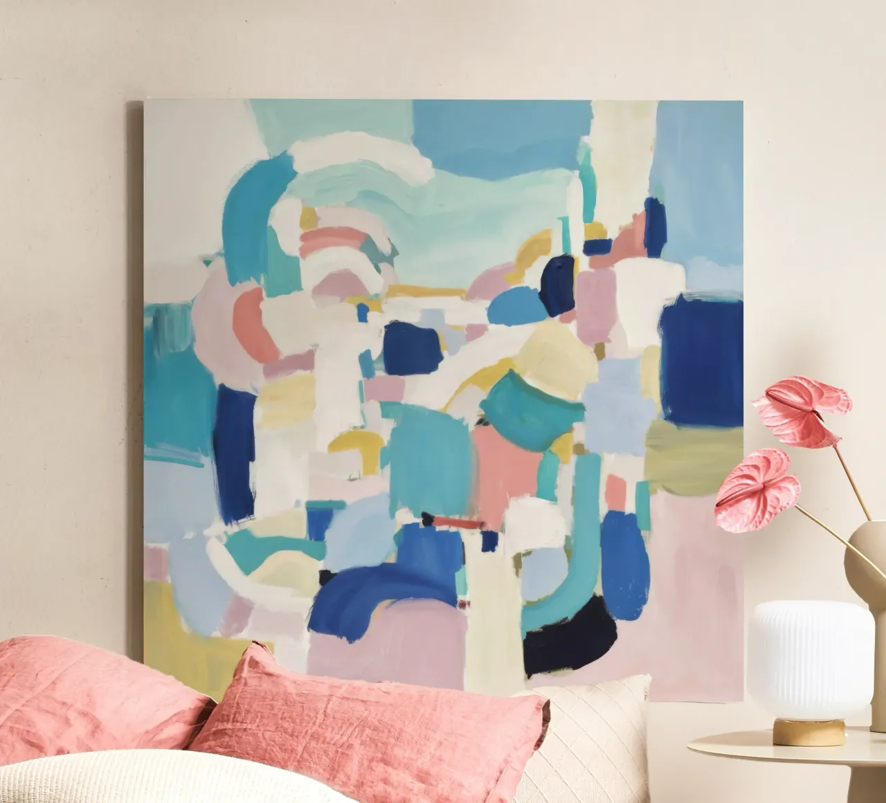 Azure Shard Abstraction canvas with Floater frame by Sure Paint