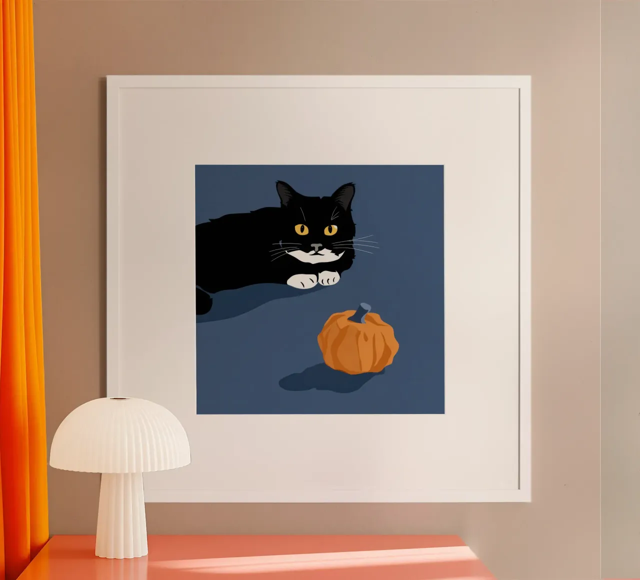 Gatto Zucca Serenità poster da Frame Aura