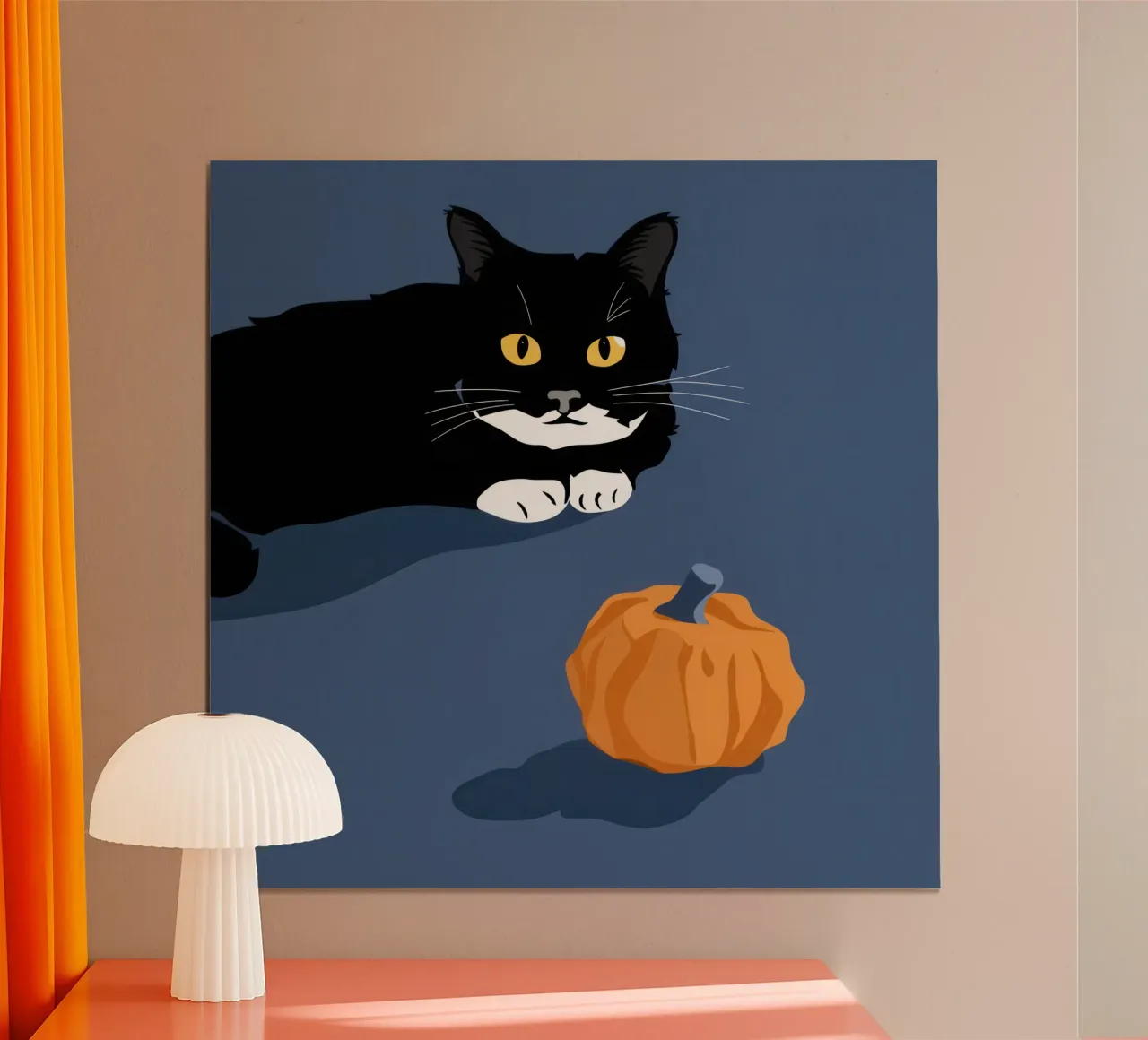 Gatto Zucca Serenità poster da Frame Aura