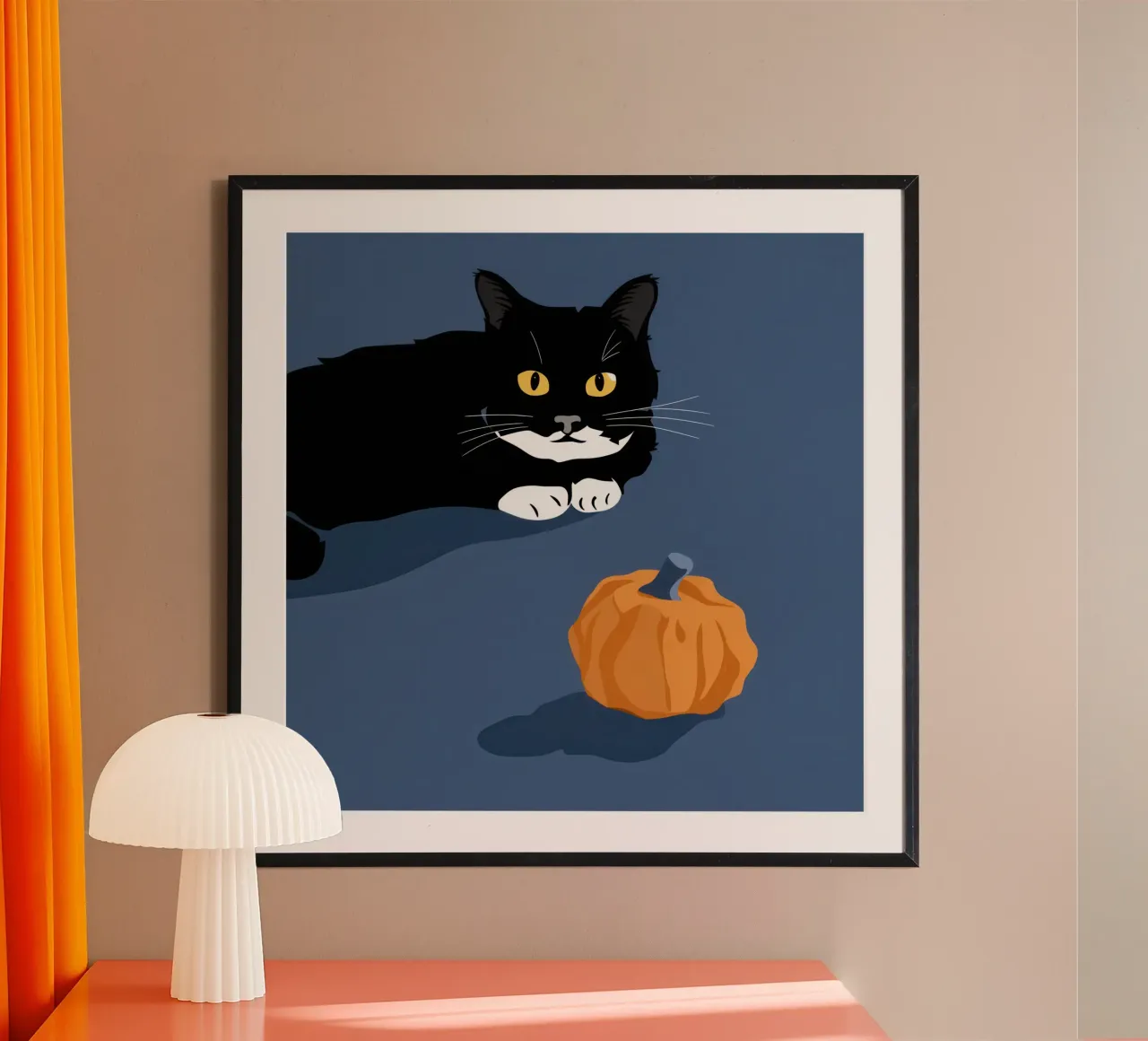Gatto Zucca Serenità poster da Frame Aura