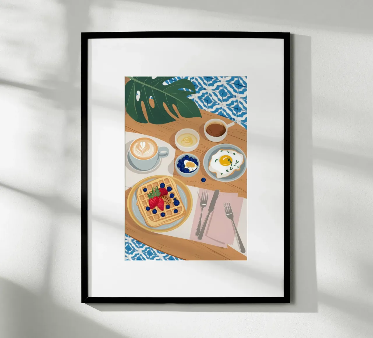 Brunch su foglie di banano poster con telaio in alluminio da Enter Bloom