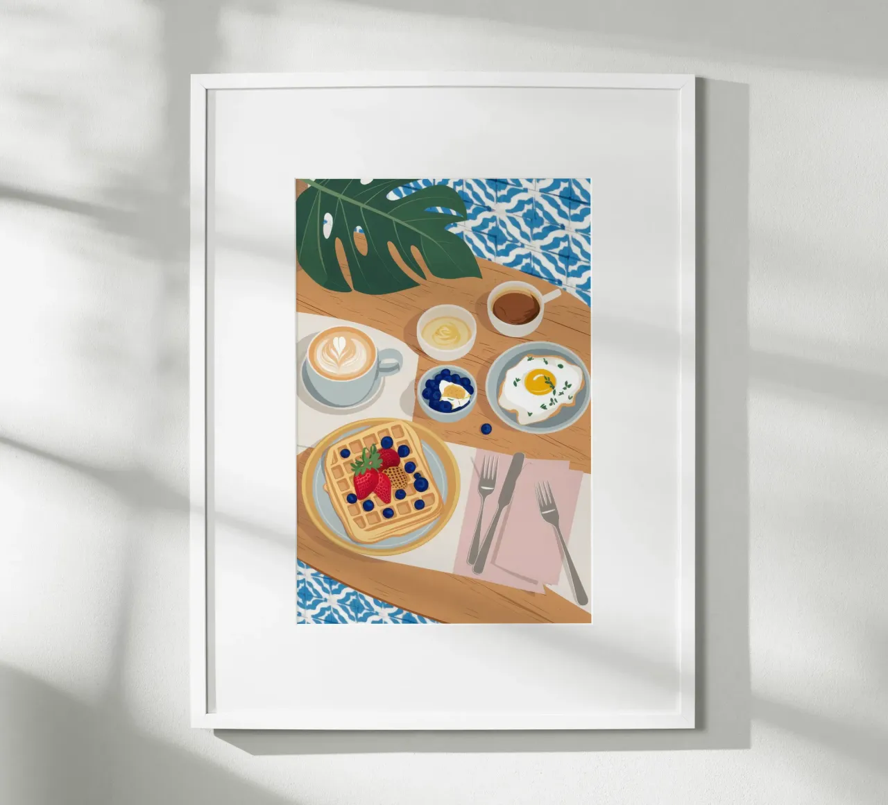 Brunch su foglie di banano poster con telaio in alluminio da Enter Bloom