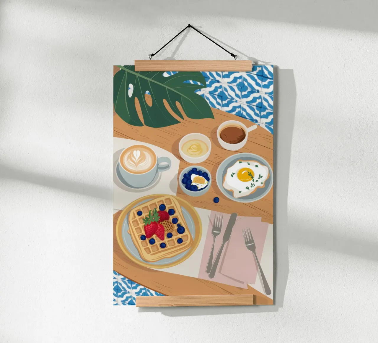 Brunch su foglie di banano poster con telaio in alluminio da Enter Bloom