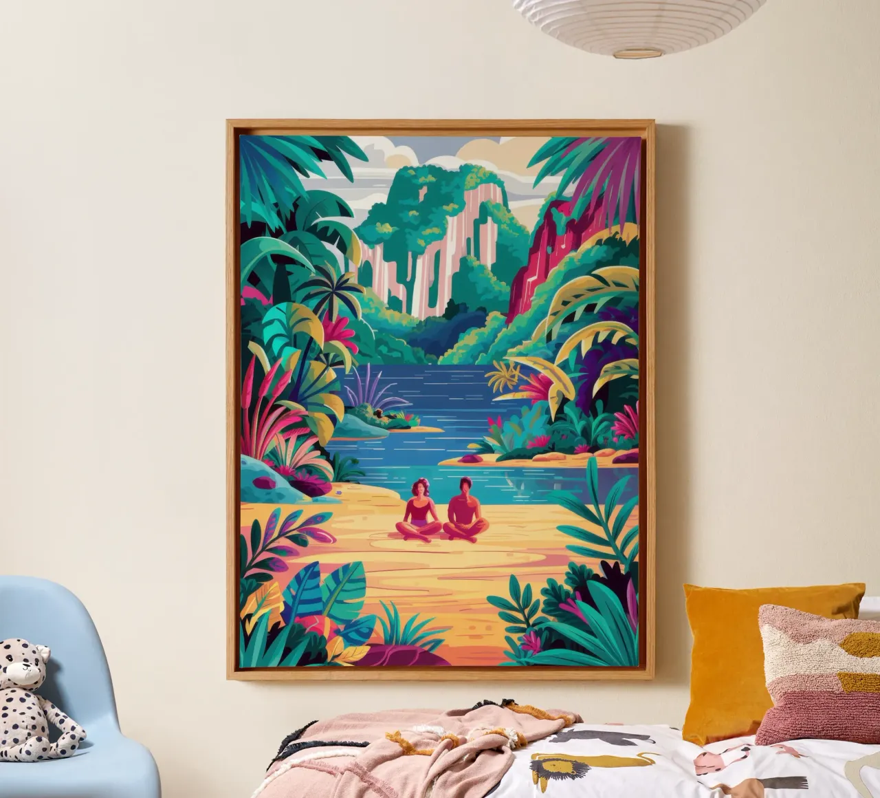 Hidden Jungle Lagoon canvas met Baklijst van Frame Aura
