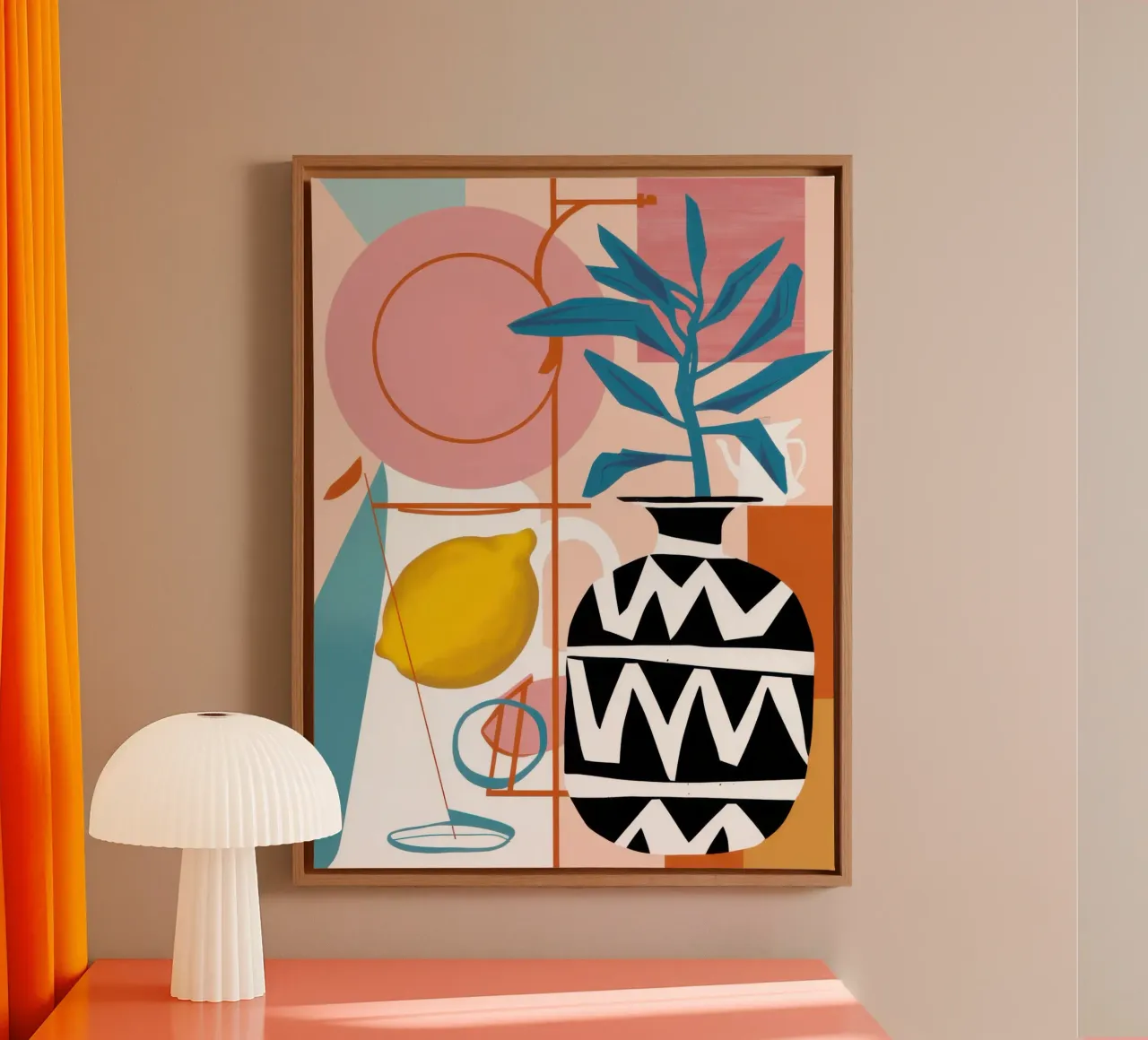 Modern Still Life Grid Leinwand mit Schattenfugenrahmen von Sure Paint