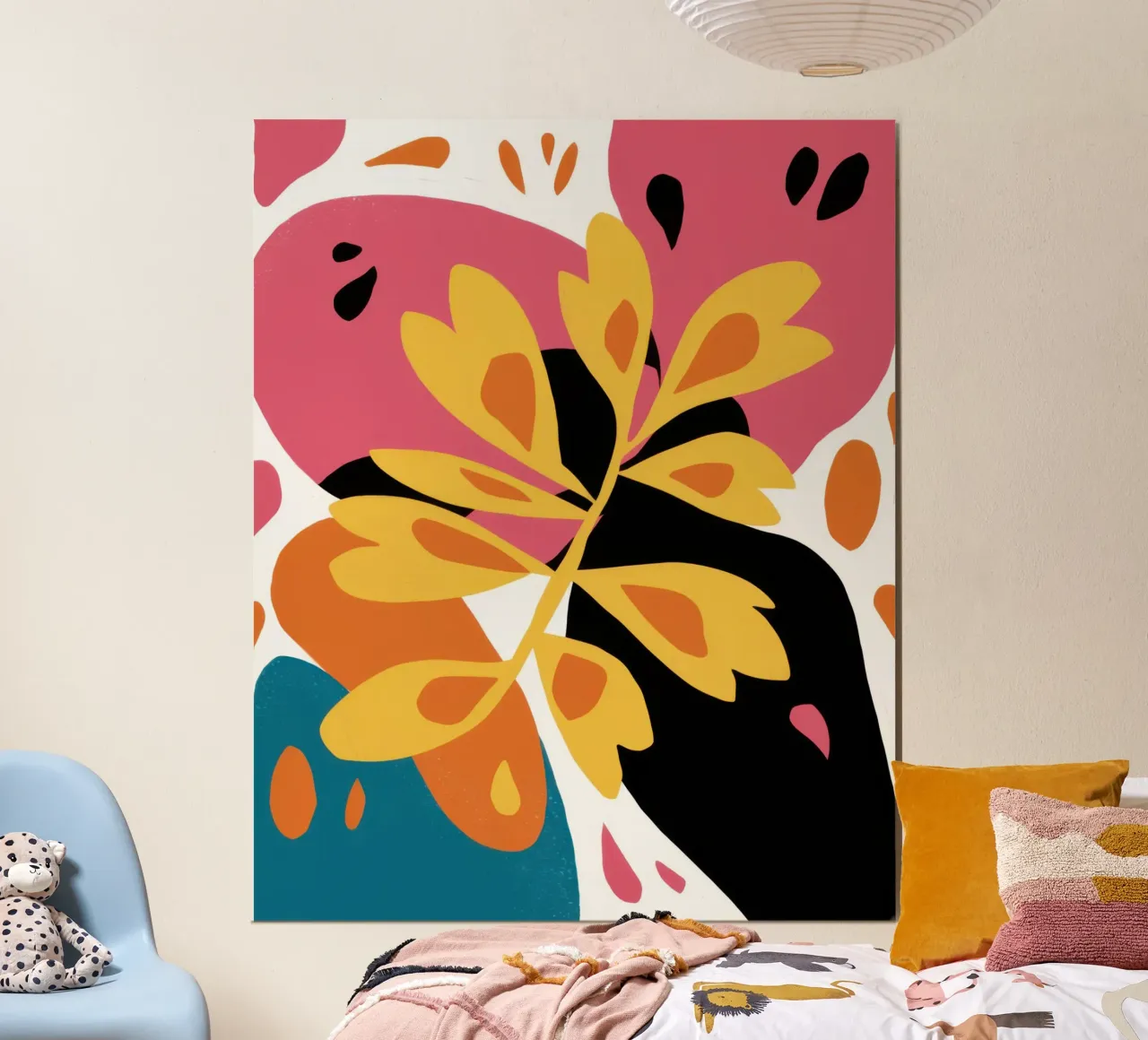 Silhouette botanica lunare poster con telaio in alluminio da Sure Paint