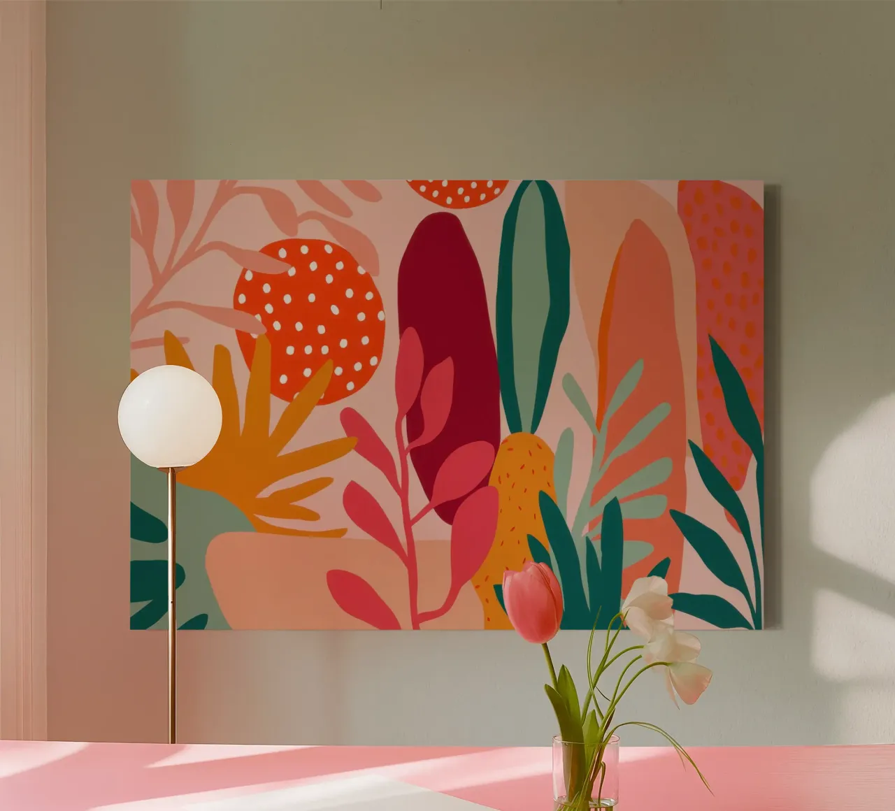 Spotted Abstract Bloom canvas with Floater frame by Moon Revolver