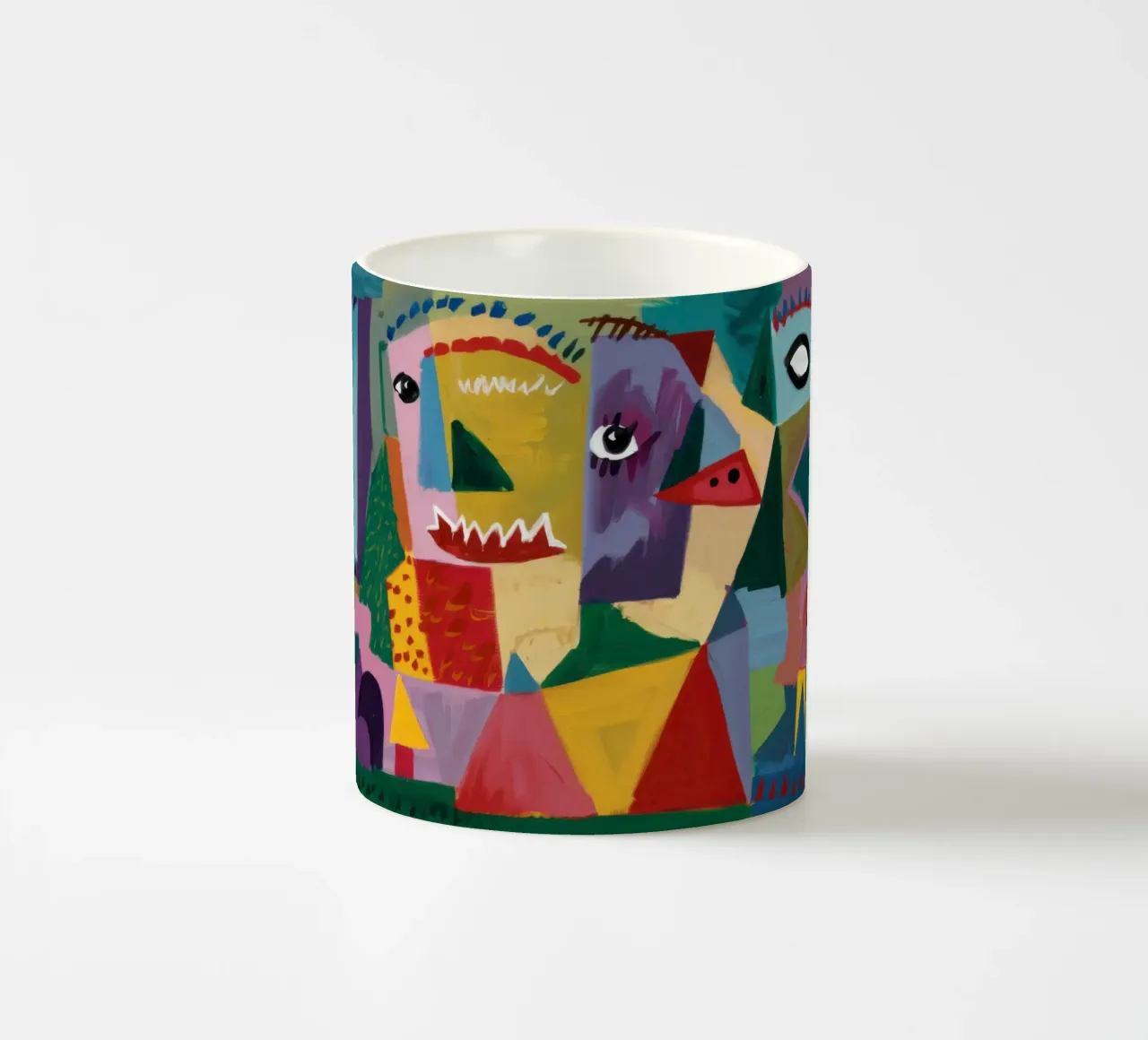 Ritratto cubista primordiale tazza in ceramica da Frame Aura