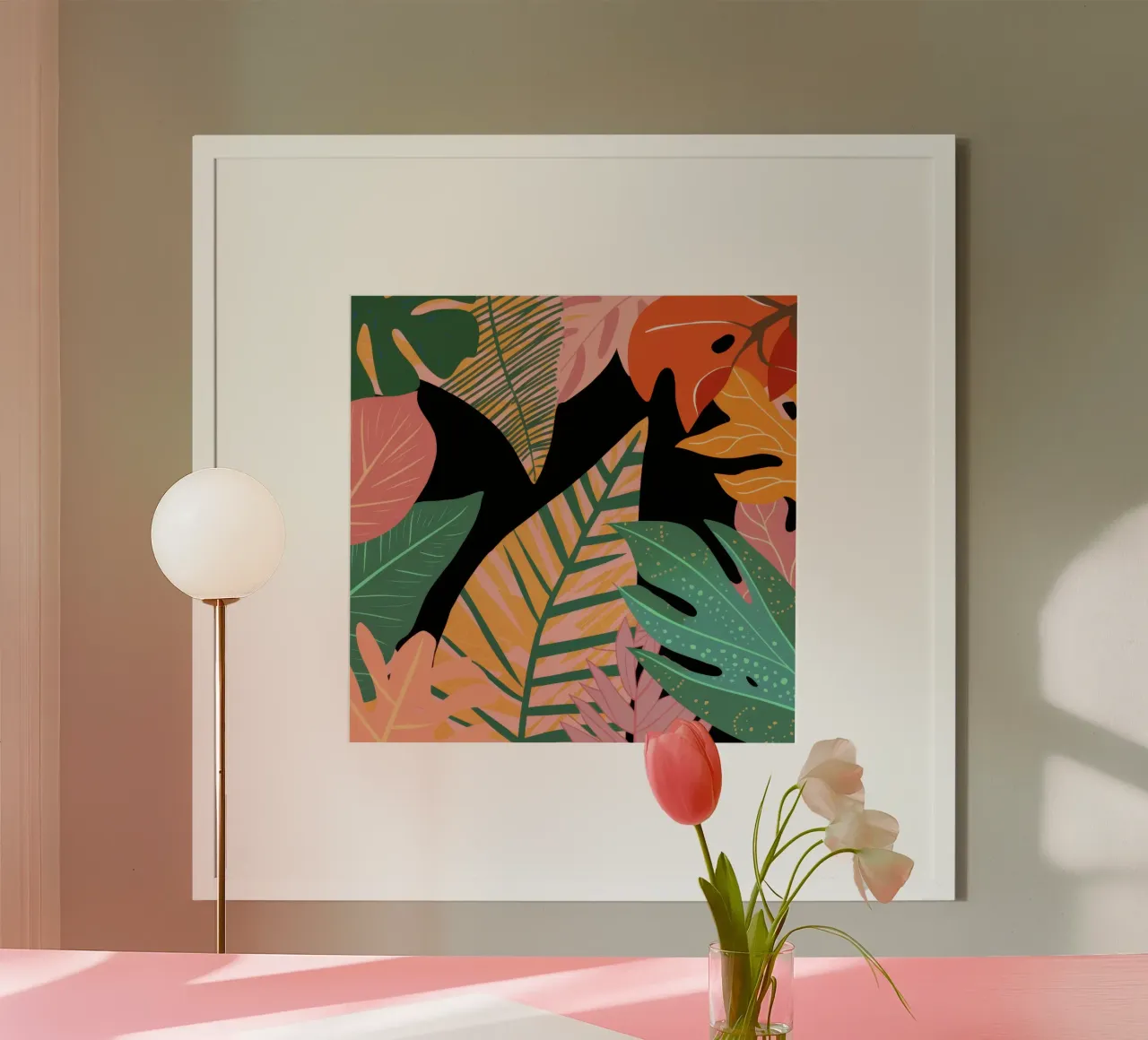 Audace contrasto botanico poster con telaio in legno da Orchid Patina