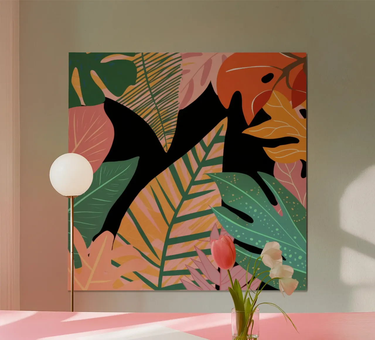 Audace contrasto botanico poster con telaio in legno da Orchid Patina