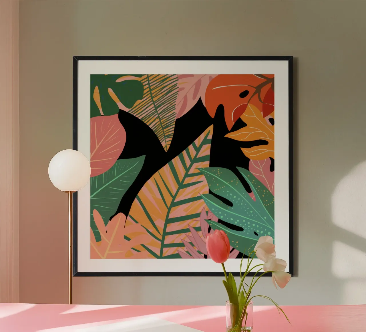 Audace contrasto botanico poster con telaio in legno da Orchid Patina