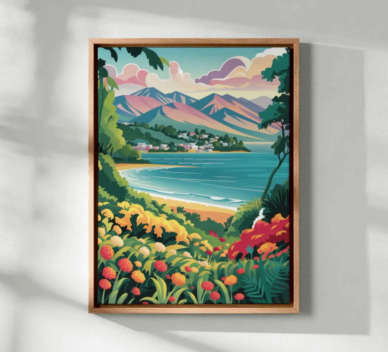 Kustzicht Boomgaard canvas met Baklijst van Enter Bloom