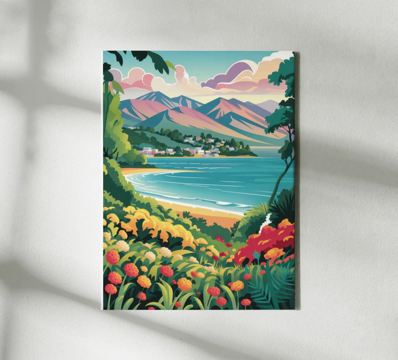 Kustzicht Boomgaard canvas met Baklijst van Enter Bloom