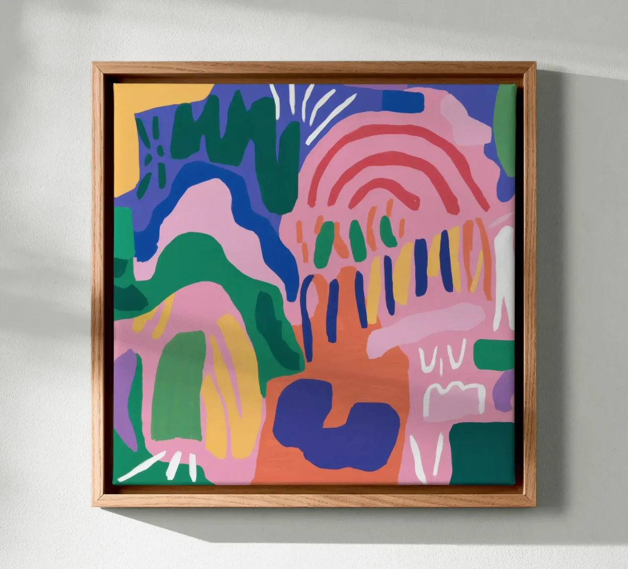 Abstracte regenboogvormen canvas met Baklijst van Moon Revolver
