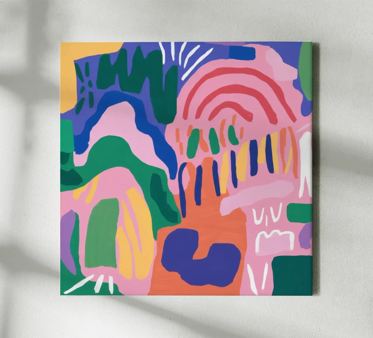 Abstracte regenboogvormen canvas met Baklijst van Moon Revolver