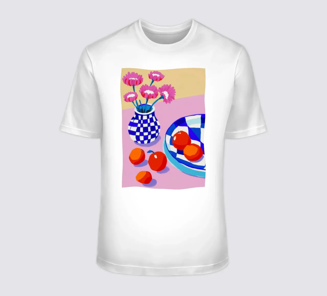Fiori in vaso a scacchi t-shirt da Frame Aura