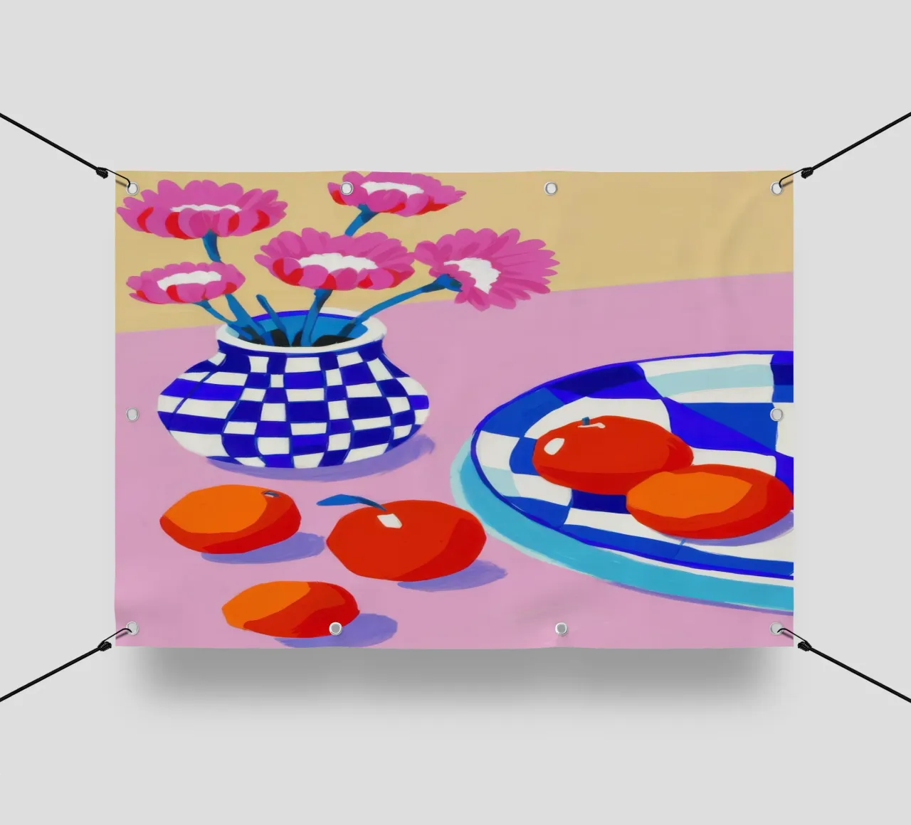 Fiori in vaso a scacchi telo in pvc da Frame Aura