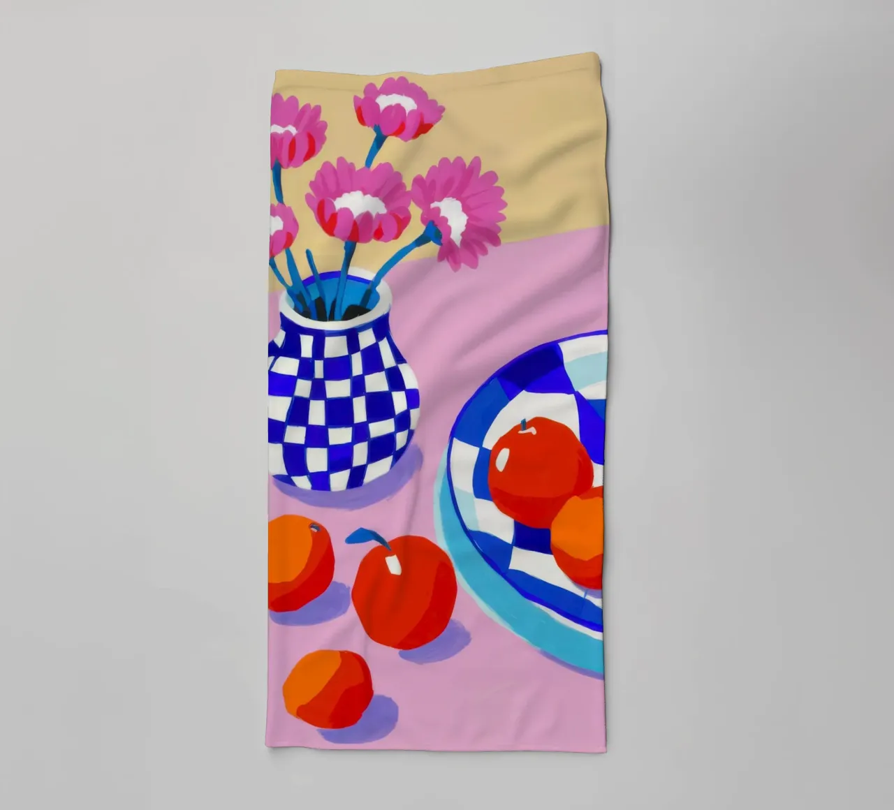 Fiori in vaso a scacchi asciugamano da bagno da Frame Aura