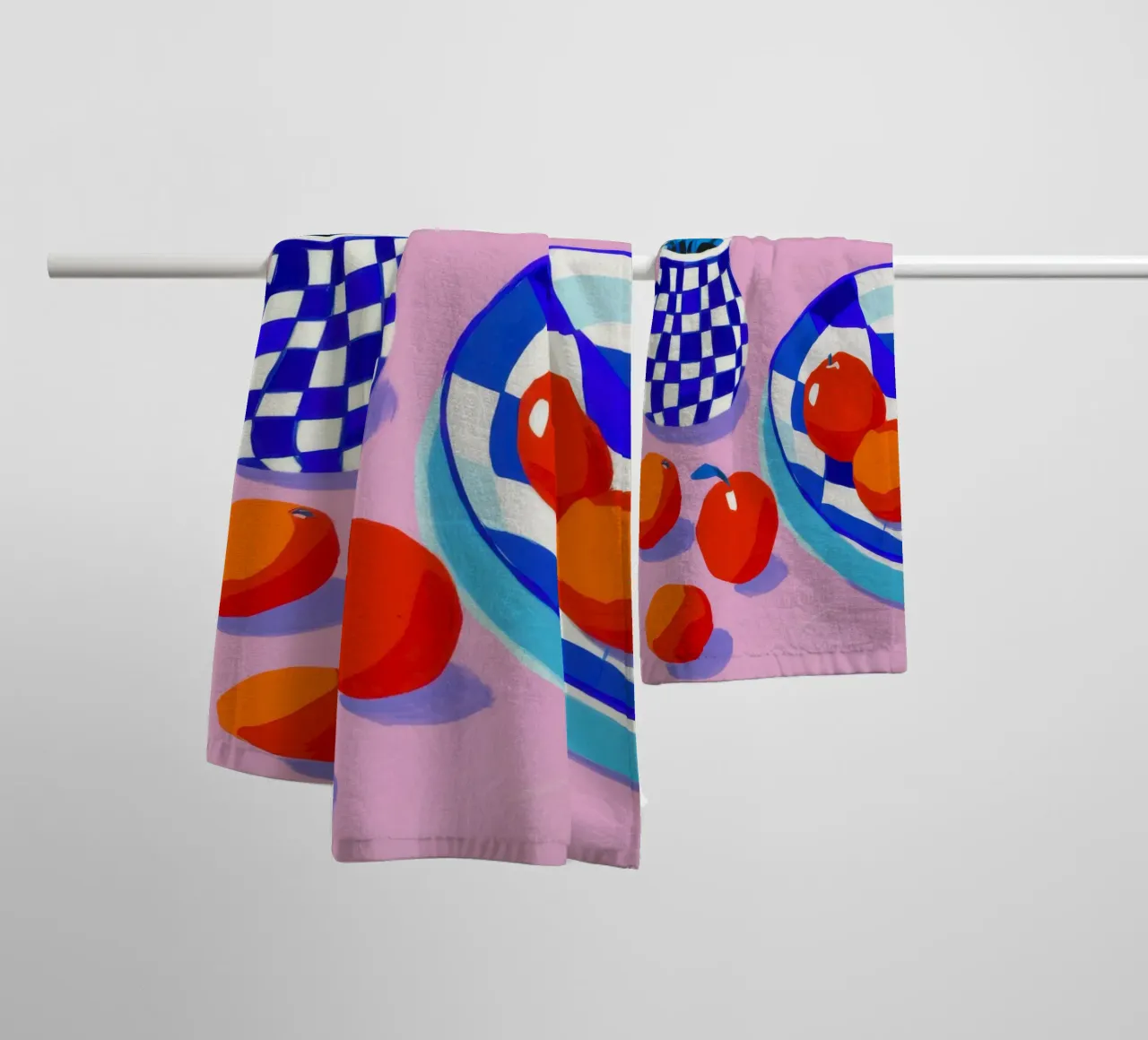 Fiori in vaso a scacchi asciugamano da bagno da Frame Aura