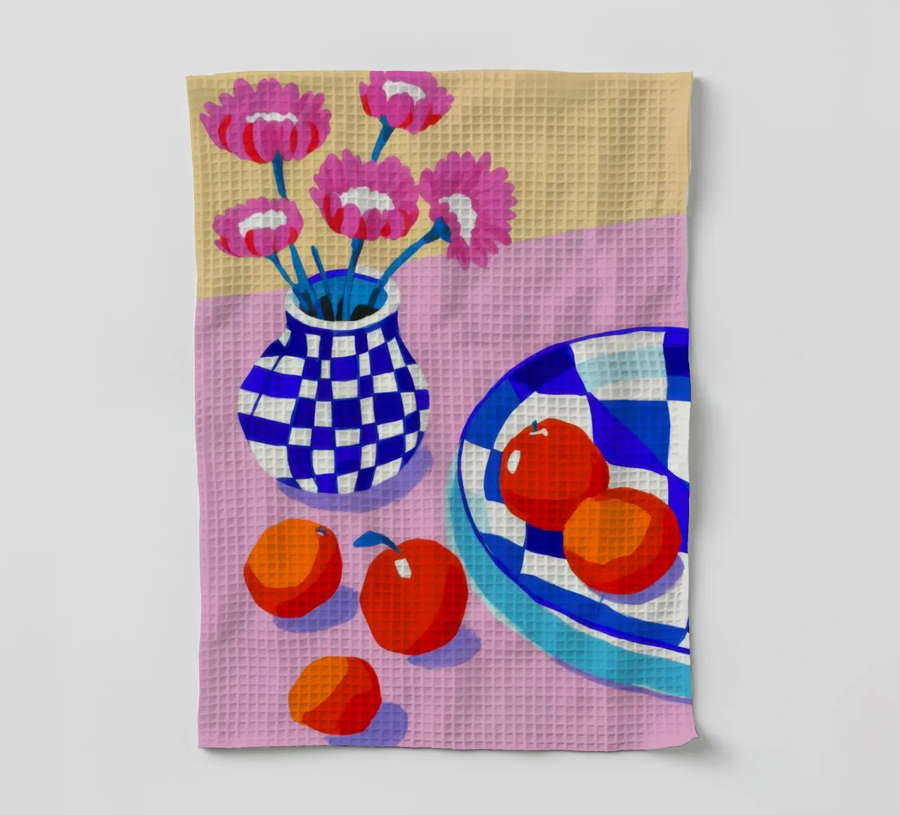 Fiori in vaso a scacchi canovaccio da cucina da Frame Aura