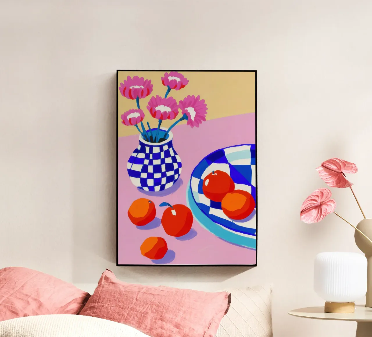 Fiori in vaso a scacchi plexiglass da Frame Aura