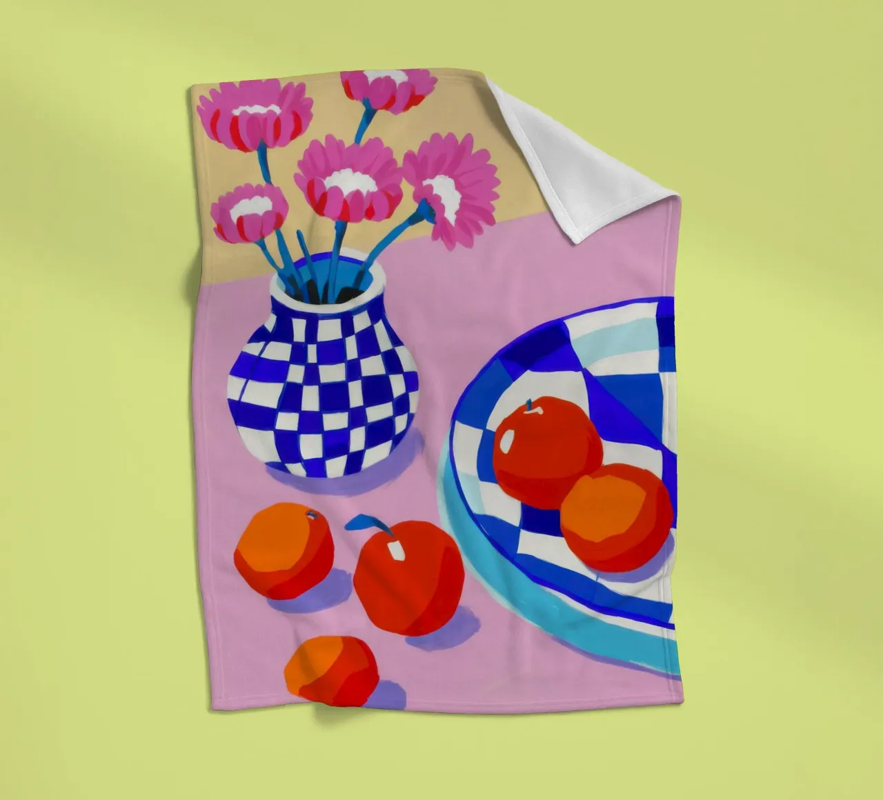 Fiori in vaso a scacchi coperta in pile da Frame Aura