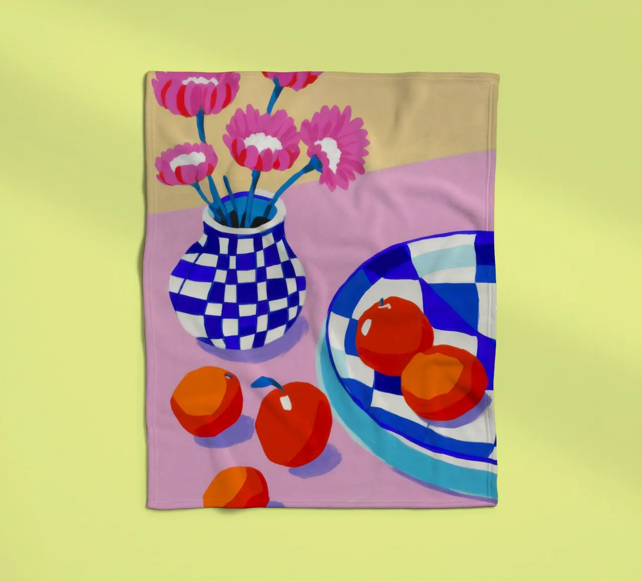 Fiori in vaso a scacchi coperta in pile da Frame Aura