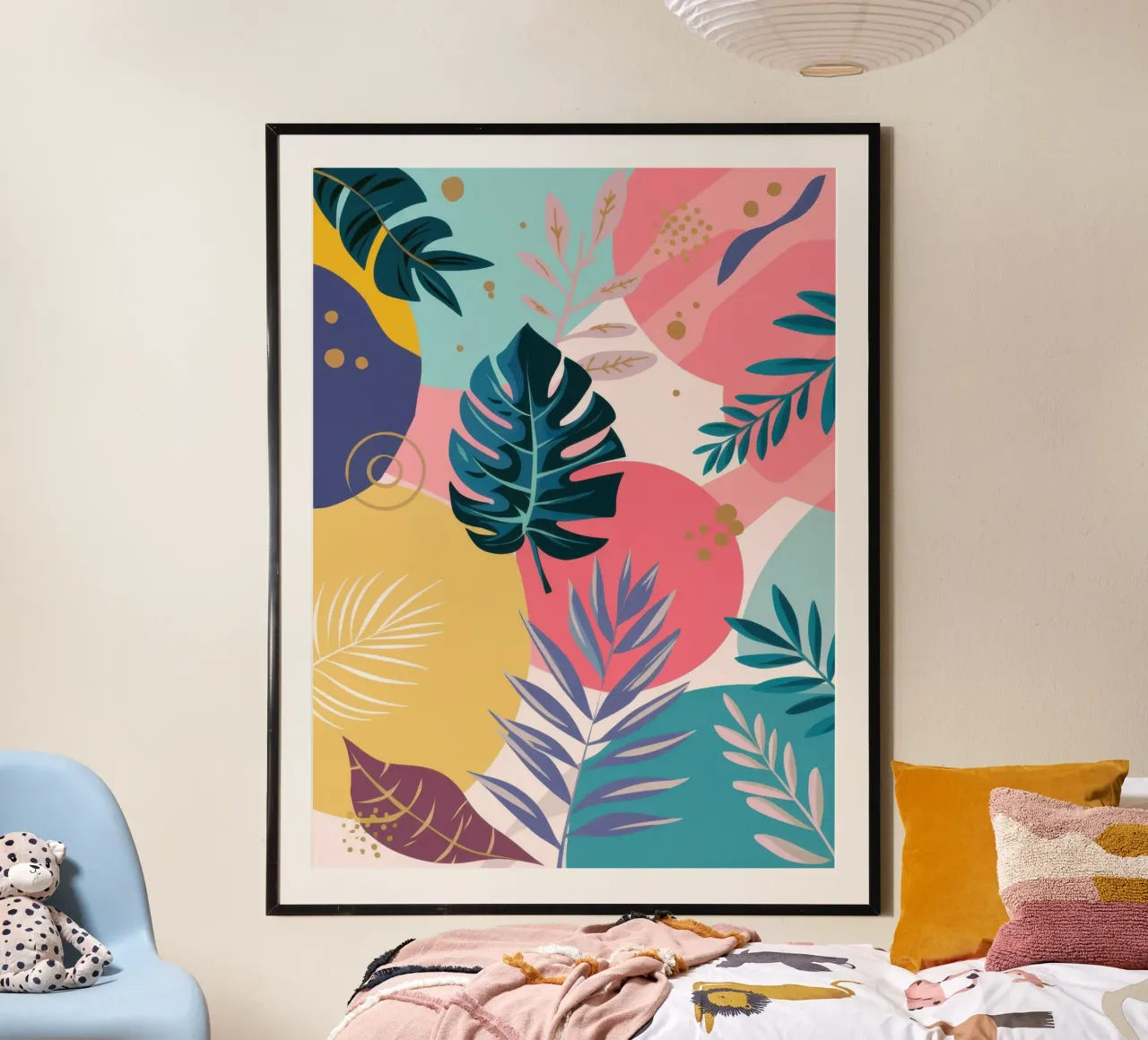 Sogno di giungla pastello poster con telaio in legno da Orchid Patina