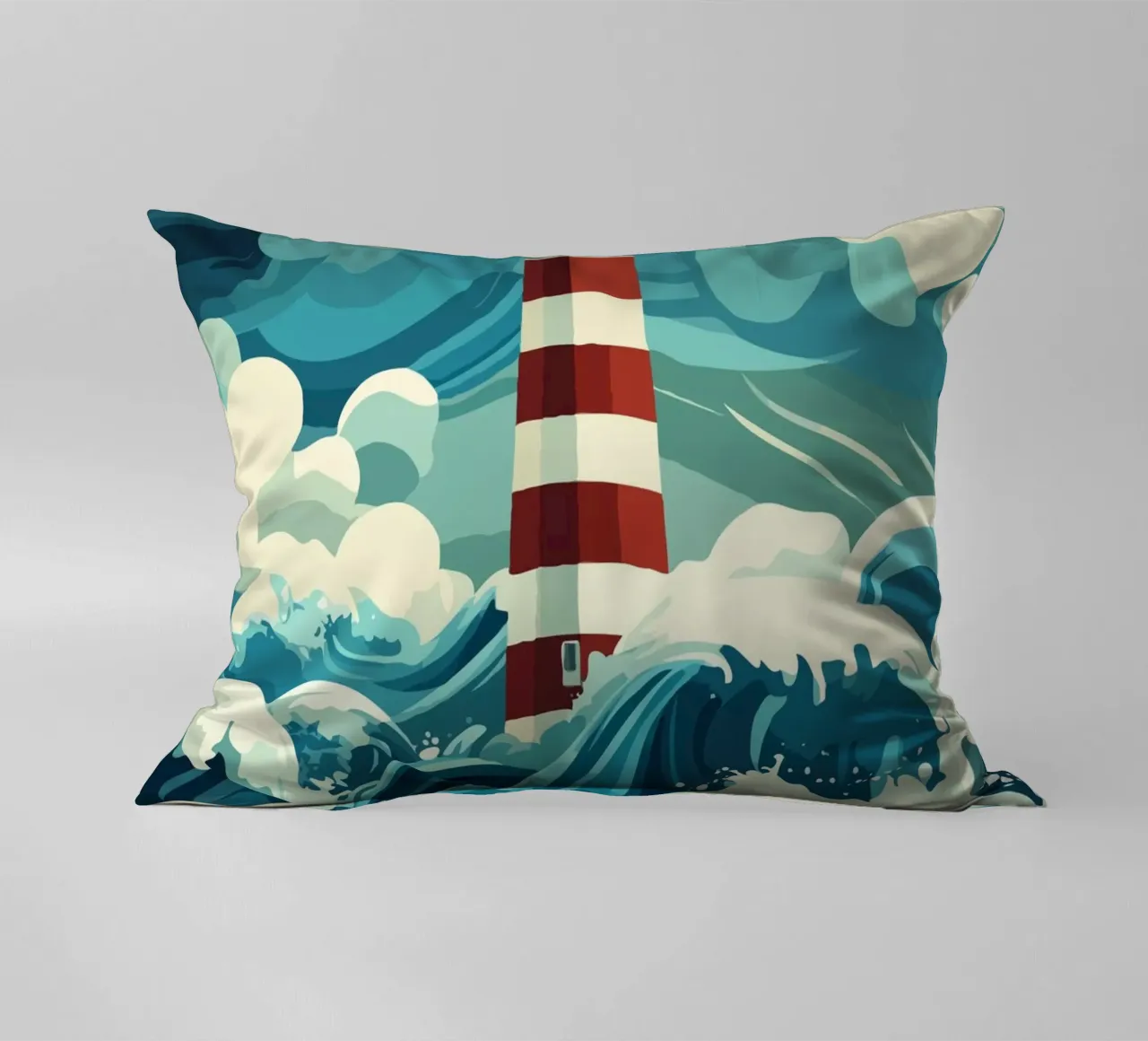 storm at the lighthouse cuscino da edsonramosart