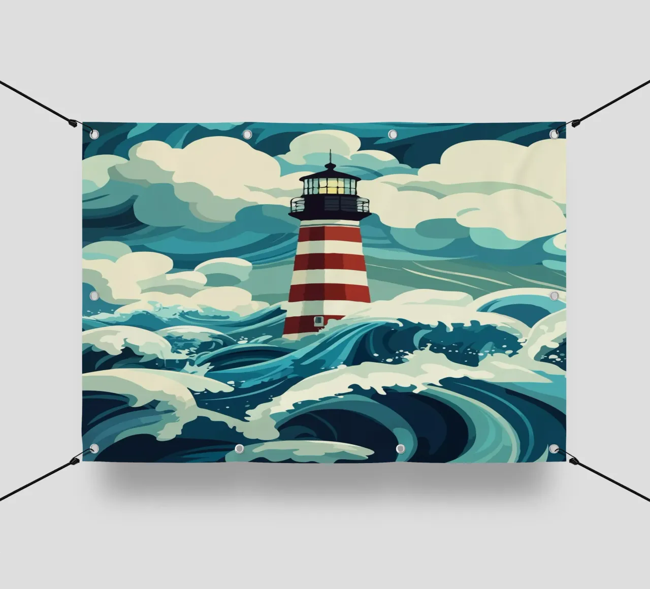 storm at the lighthouse telo in pvc da edsonramosart