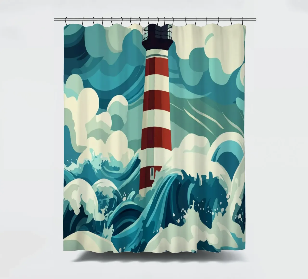 storm at the lighthouse tenda da doccia da edsonramosart
