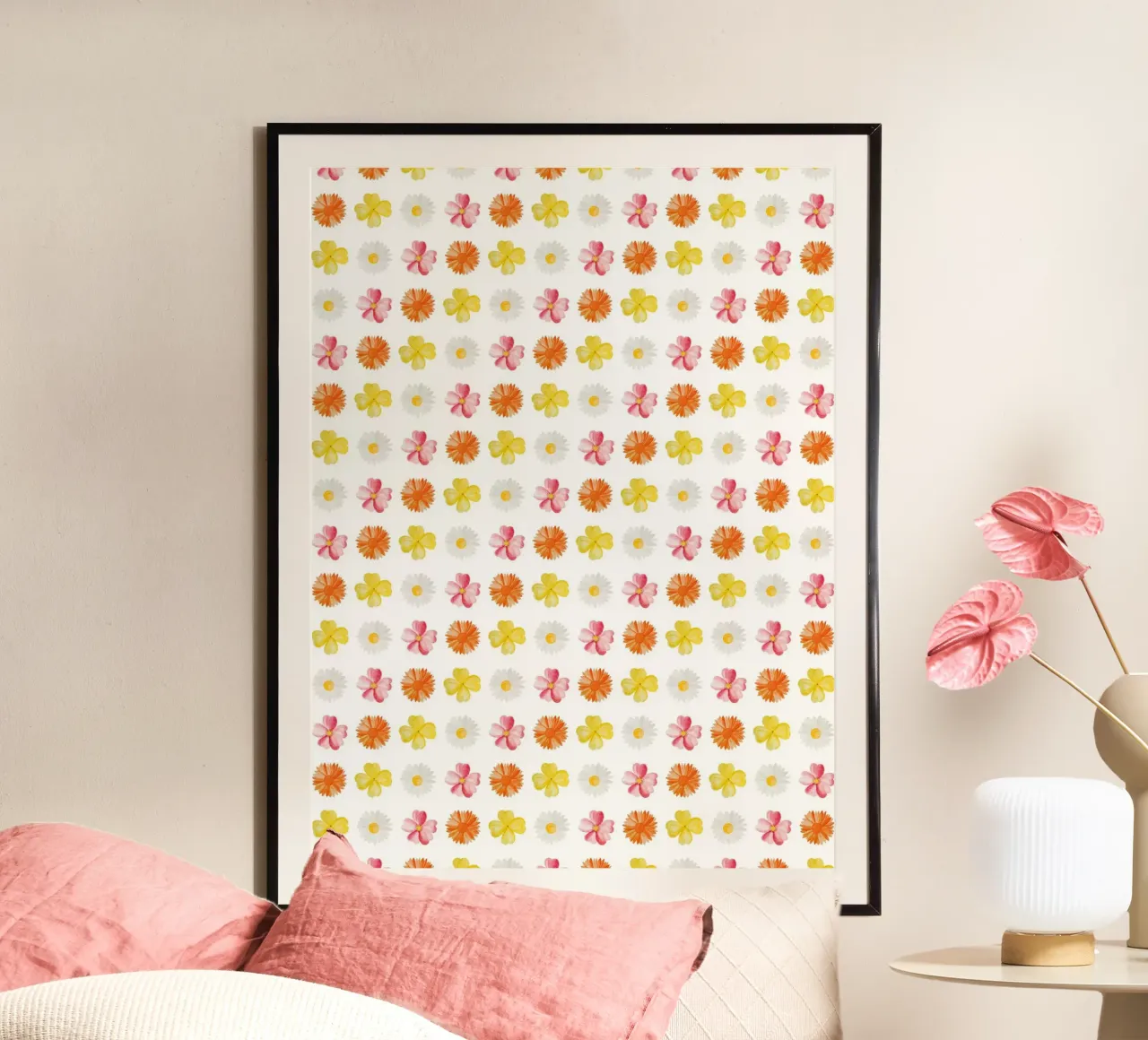 Flower Pattern #3 poster con telaio in alluminio da kathrinmay