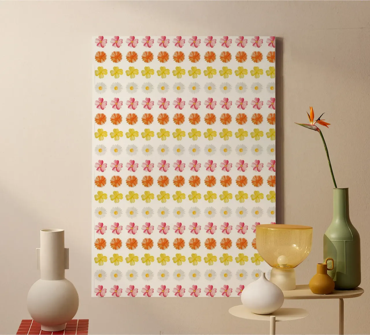 Flower Pattern #4 canvas met Baklijst van kathrinmay