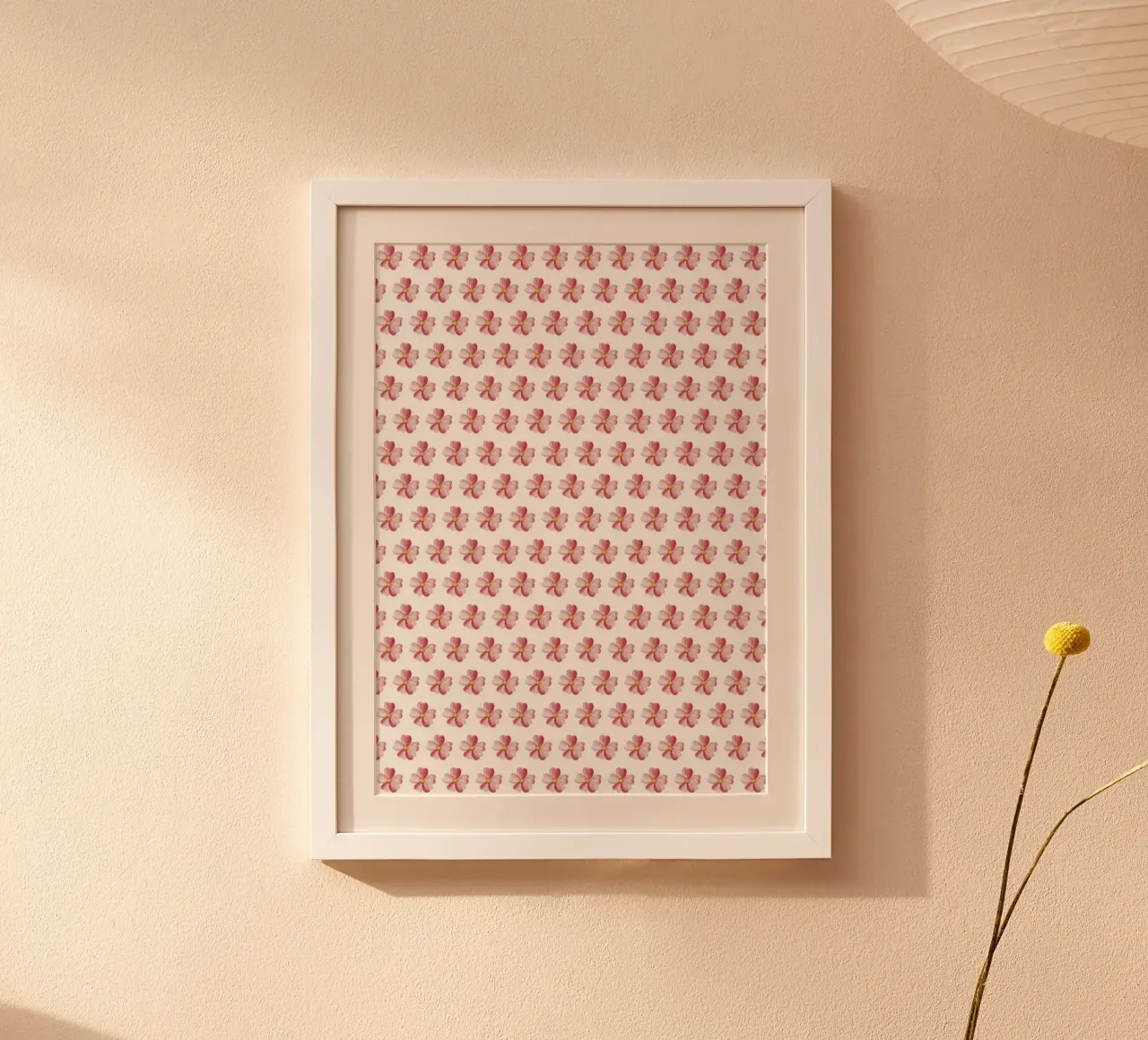 Pink Flower Pattern poster con telaio in alluminio da kathrinmay