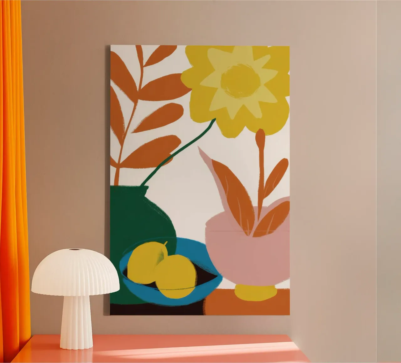 Modernist Fruchtbare Blüte Leinwand mit Schattenfugenrahmen von Moon Revolver