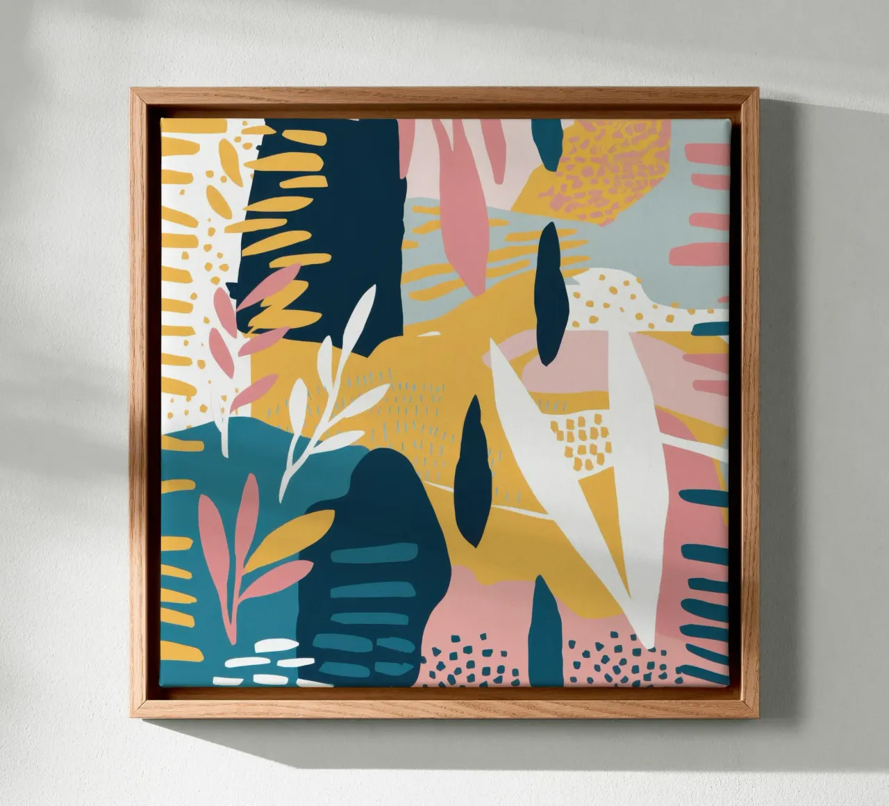 Collage dynamisch blad canvas met Baklijst van Moon Revolver