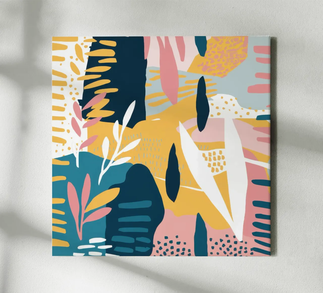 Collage dynamisch blad canvas met Baklijst van Moon Revolver