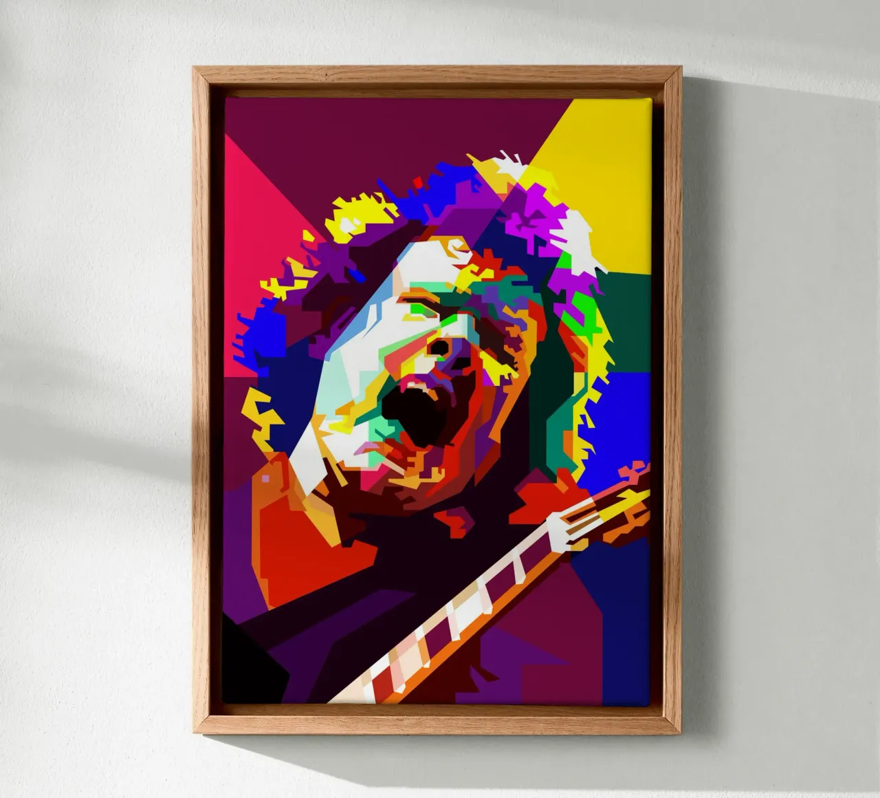 Gary Moore Blues-Sänger und Gitarrist Art WPAP Leinwand mit Schattenfugenrahmen von Artkreator