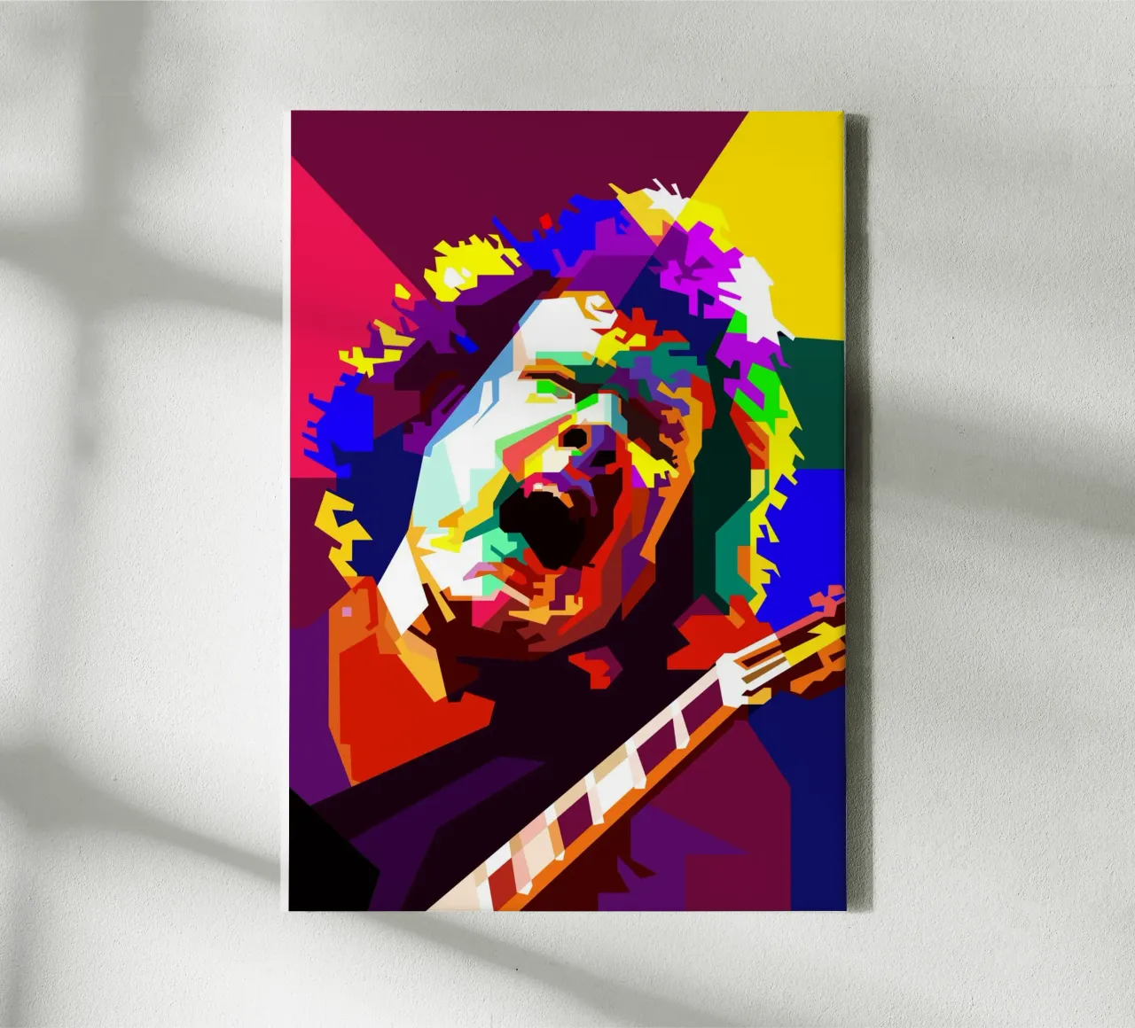 Gary Moore Blues-Sänger und Gitarrist Art WPAP Leinwand mit Schattenfugenrahmen von Artkreator