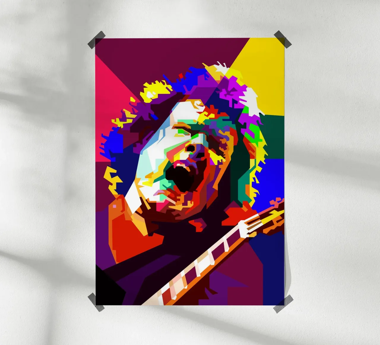 Gary Moore Cantante Blues Chitarrista Art WPAP poster con telaio in plastica da Artkreator