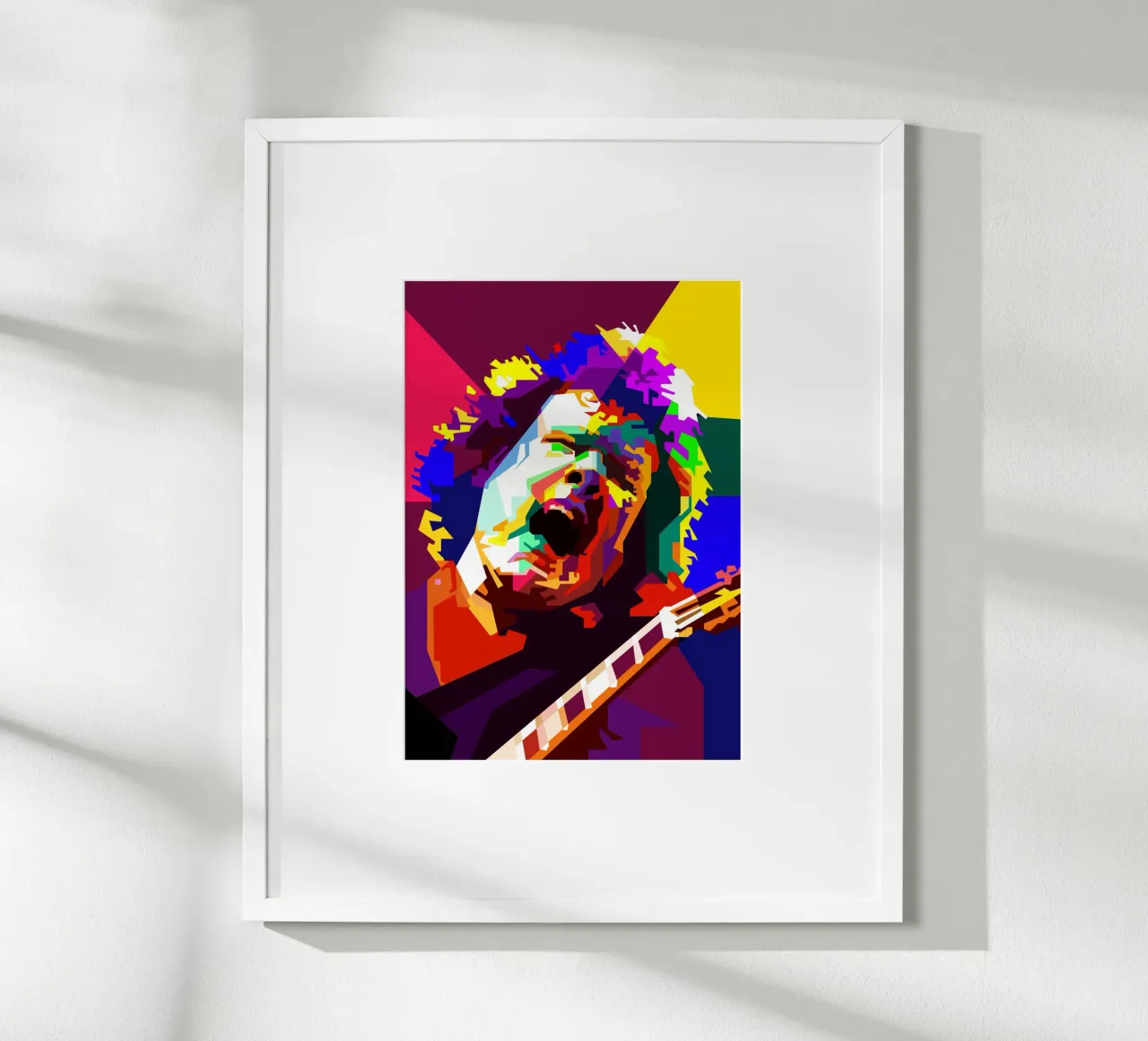 Gary Moore Cantante Blues Chitarrista Art WPAP poster con telaio in plastica da Artkreator